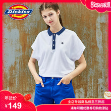 Dickies运动短袖t恤女 珠地网眼布徽章蝙蝠袖Polo衫172W30WD20