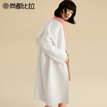 【8折价638元】尚都比拉纯色圆环扣过膝长款双面羊毛呢子外套女图片