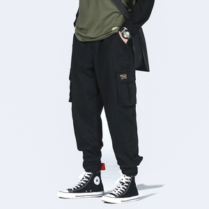 二十八间春装ins工装裤魔术贴束脚裤潮chic宽松男休闲长裤男裤子