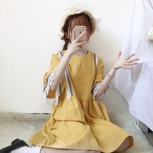 宽松可爱甜美显瘦中长连衣裙小清新裙子 韩版 新款 2018夏季日系女装