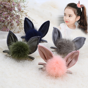 女孩可爱水貂毛球发夹