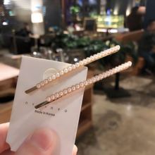 韩国网红一字夹甜美珍珠侧边一字夹少女简约发夹后脑勺边夹头饰品