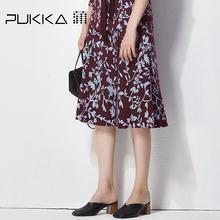 Pukka蒲牌羊毛呢提花半身裙女原创设计大码女装秋冬装女2018新款图片