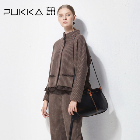 Pukka蒲牌毛呢外套女原创设计大码女装秋冬装女2018新款商品大图