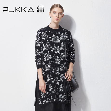 Pukka蒲牌连衣裙女原创设计大码女装秋冬装女2018新款商品大图