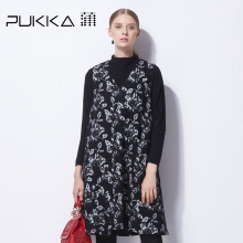 Pukka蒲牌提花棉羊毛呢背心连衣裙女原创设计女装冬装女2018新款图片