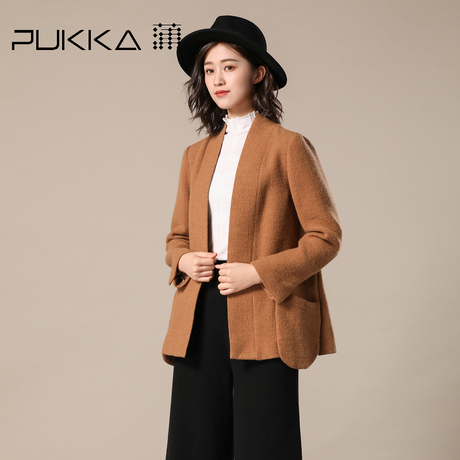 Pukka蒲牌毛呢外套女原创设计女装秋冬装女2018新款商品大图
