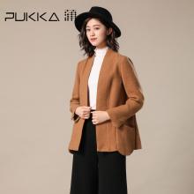 Pukka蒲牌毛呢外套女原创设计女装秋冬装女2018新款图片