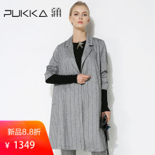 Pukka蒲牌棉质条纹风衣外套女原创设计女装春装女2019新款图片