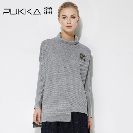 Pukka蒲牌高领羊毛毛针织衫女原创设计女装春装女2019新款商品大图