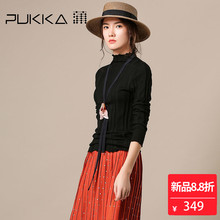 Pukka蒲牌半高领全羊毛针织衫女原创设计大码女装2018秋装新款图片