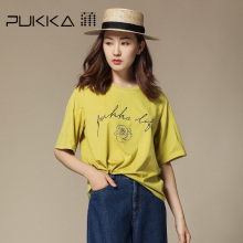 Pukka蒲牌棉质印花T恤衫女原创设计大码女装夏装2018新款女图片