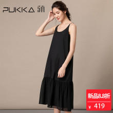 Pukka蒲牌全棉吊带打底连衣裙女原创设计大码女装2018秋装新款图片