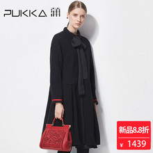 Pukka蒲牌羊毛呢连衣裙女原创设计大码女装秋冬装女2018新款图片