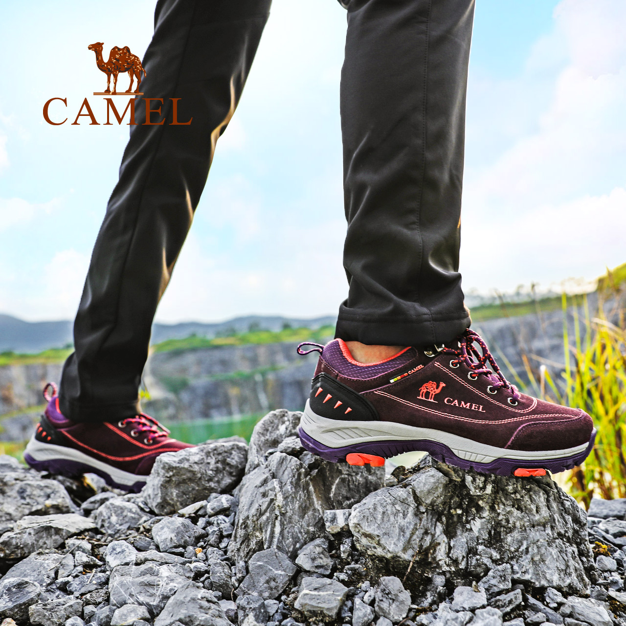 Camel Outdoor Mountaineering Shoes Women's Anti slip, Shock Absorbent, Lightweight, Breathable Sports, Casual Couple Men's Shoes Women's Autumn and Winter Hiking Shoes