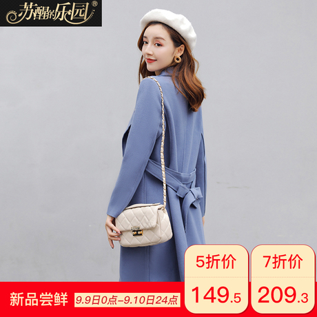 毛呢呢子外套女装秋冬季韩版2018新款气质时尚淑女简约复古中长款商品大图
