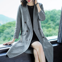 隆缘裳女秋冬装2018新款双面呢羊毛大衣双排扣中长款毛呢外套3028图片