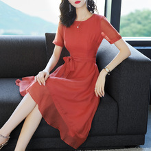 隆缘裳2018夏季新款时尚不规则大摆裙简约淑女气质A字连衣裙9955图片