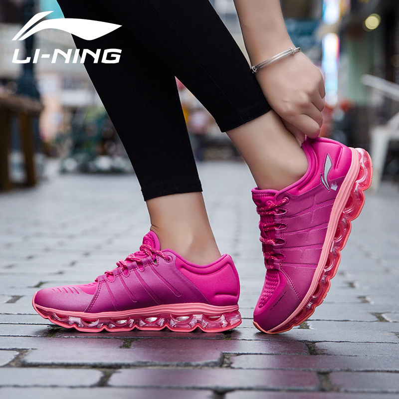 Li Ning Sports Shoes Women's Running Shoes Autumn New Student Leisure Lightweight Women's Full Palm Air Cushion Shoes Shock Absorbing Women's Shoes