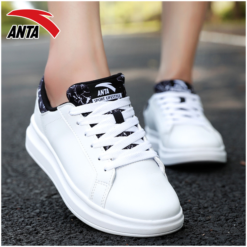 Anta Women's Shoe Board Shoes 2019 New Winter Thick Sole Elevated Small White Shoes Breathable Student Casual White Sports Shoes