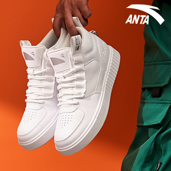 Anta Sports Shoes Men's Shoes Board Shoes Men's Fashion White High Top 2019 New Winter Leather Lightweight Casual Shoes Men's