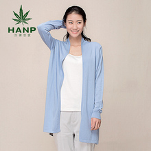 汉麻世家中长款 女拼接长袖 外套女毛针织衫 针织开衫 Hanp 常规宽松