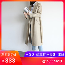 2018秋装新品韩国韩版中长款女装风衣女外套双排扣春秋季英伦F355图片
