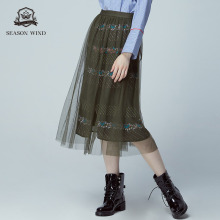 季候风2018秋季新品时尚清新碎花仙女风印花高腰长裙女图片