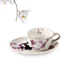现货日本AITO抚松庵濑户烧陶瓷红茶杯碟茶壶茶具芙蓉与猫送礼盒装