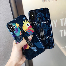 Ins风涂鸦树叶苹果Xs 7plus创意6女 Max手机壳Xr支架指环iphone8