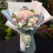 3.8女人节杭州鲜花速递同城玫瑰花绣球混搭花束生日订花店送爱人