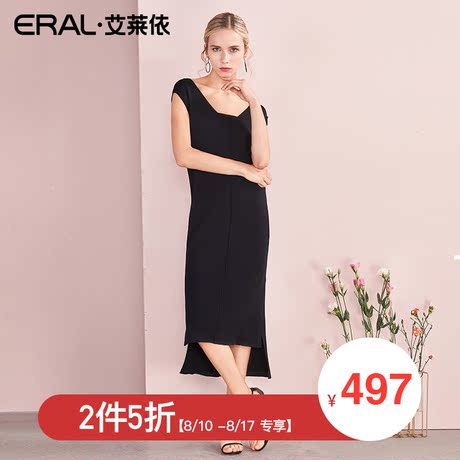 【门店直发】ERAL/艾莱依商场同款夏季连衣裙女2018中长款收腰商品大图