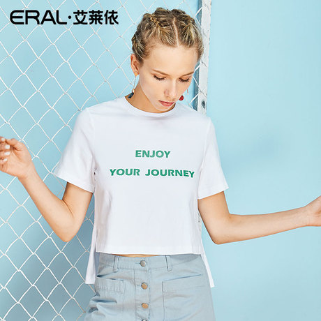【门店直发】ERAL/艾莱依商场同款短袖t恤女2018新款宽松韩范上衣商品大图