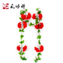 祭祀扫墓绢花 殡葬用品 寒衣节祭拜拉花 墓地拉花 有叶12朵小拉花