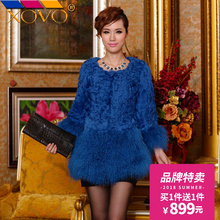 XOVO品质女装 2018新款韩版修身羊羔毛拼接滩羊毛皮草外套中长款图片