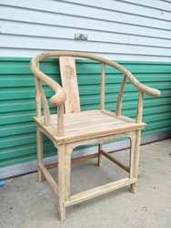 中式实木圈椅新中式榆木餐椅白胚圈椅官帽椅卷书椅