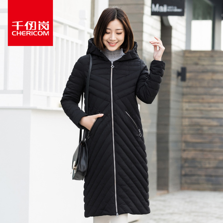 千仞岗韩版秋冬新款轻薄大码修身过膝加厚羽绒服女中长款219026商品大图