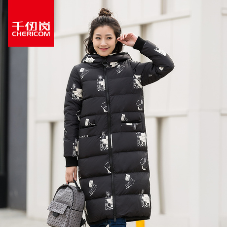 千仞岗2017秋冬新款修身中长款羽绒服女过膝加厚韩版外套219101商品大图