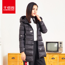 千仞岗女式中长款连帽羽绒服2018秋冬新款休闲可两面穿外套229113图片
