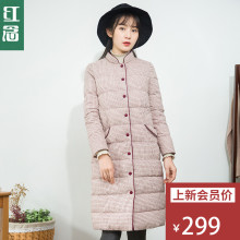 红念冬季棉衣女中长款2018新款宽松小个子棉袄格子棉服加厚外套女图片