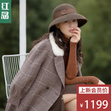 红念大格子毛领羊毛呢外套女中长款2018秋冬新款宽松双面呢子大衣图片