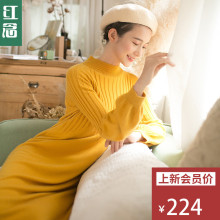 红念温柔风半高领毛衣裙女中长款2018秋冬新款宽松打底衫女针织衫图片