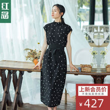 红念女装夏2019新款流行裙子桑蚕丝连衣裙收腰显瘦气质真丝小黑裙图片