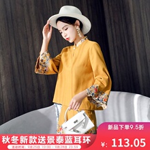 民国风女装改良旗袍秋季2018新款女中国风女裤民族风短裤中式唐装图片