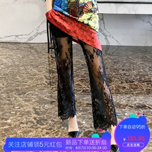 中国风女装改良旗袍搭配裤子中式唐装2018新款蕾丝镂空复古阔腿裤图片
