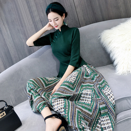 汉服女夏装古风日常装复古中式唐装套装女改良版旗袍中国风两件套商品大图