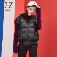 JUZUI/玖姿旗舰店2018秋冬黑色连帽白鸭绒无袖羽绒服外搭马甲图片