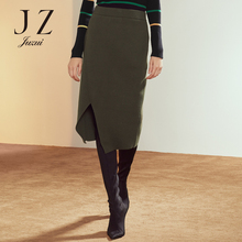 JUZUI/玖姿旗舰店冬装新款2018松紧腰羊毛针织短裙半身裙女图片