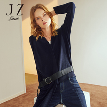 JUZUI/玖姿旗舰店2018秋装羊毛混纺针织不规则毛衫女腰带款图片