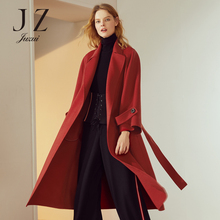 JUZUI/玖姿旗舰店2018冬装羊毛长款双面呢大衣女过膝腰带款图片
